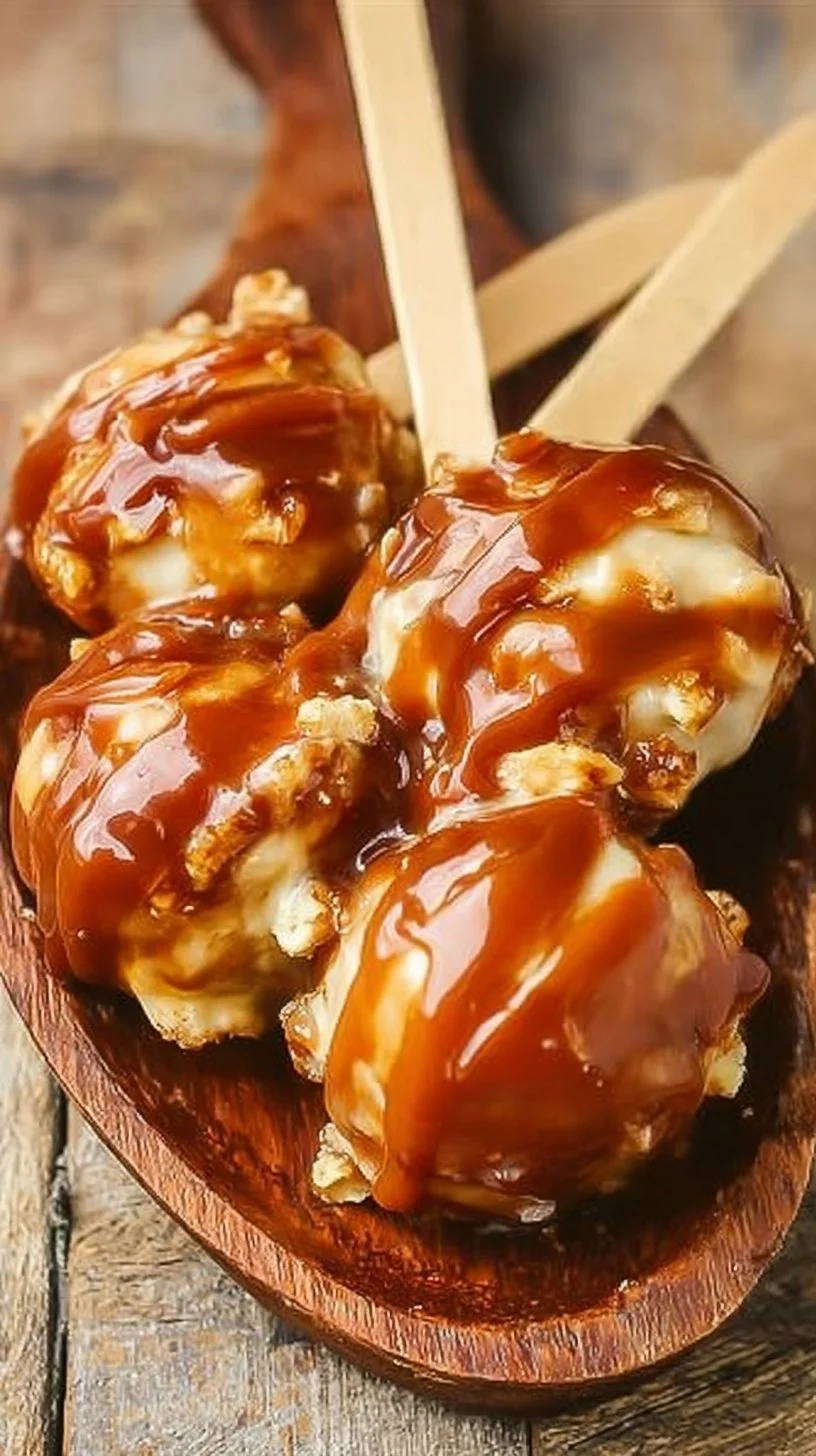 Delicious Caramel Turtle Apple Pops with chocolate and nuts