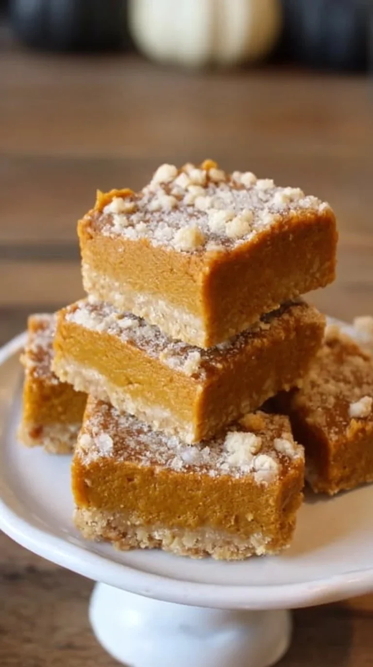 Delicious gluten-free pumpkin pie bars topped with whipped cream and spices