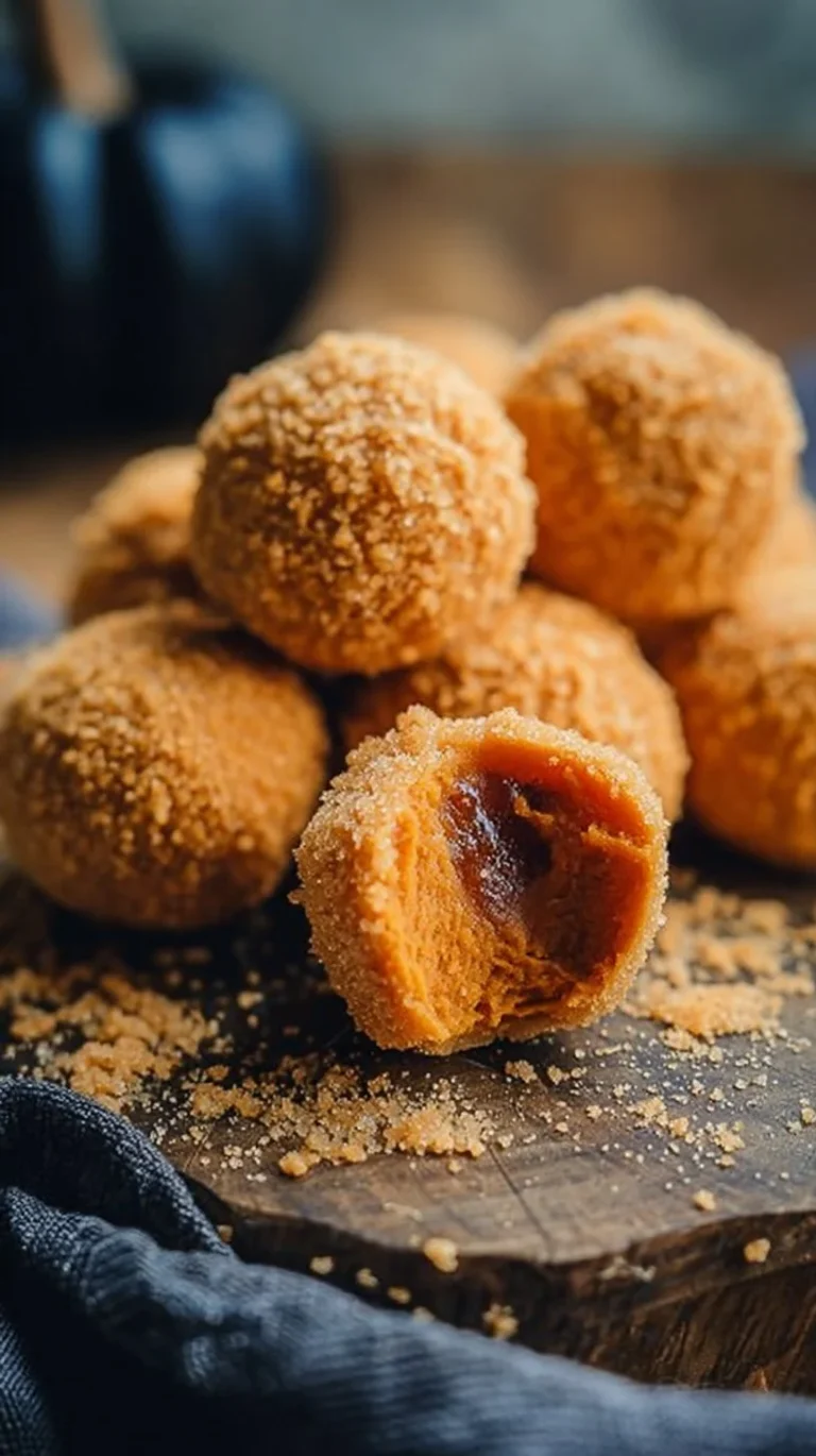 Delicious pumpkin cheesecake truffles garnished with fall spices.