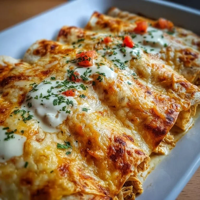 38g Protein Chicken Enchiladas with creamy white sauce on a plate