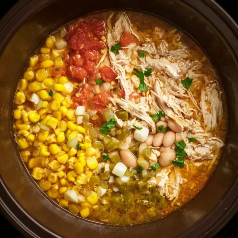 Crockpot Sweet Corn & Pepper Jack White Chicken Chili served in a bowl
