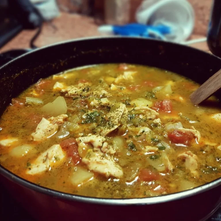 Delicious green chile stew with chicken served in a bowl