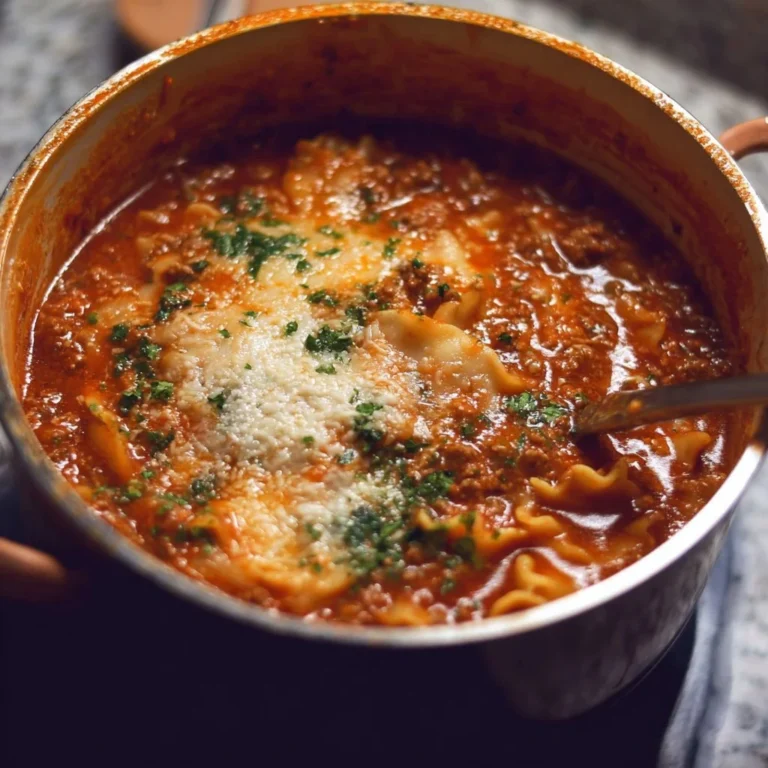 Delicious one pot lasagna soup in a bowl for a cozy meal.