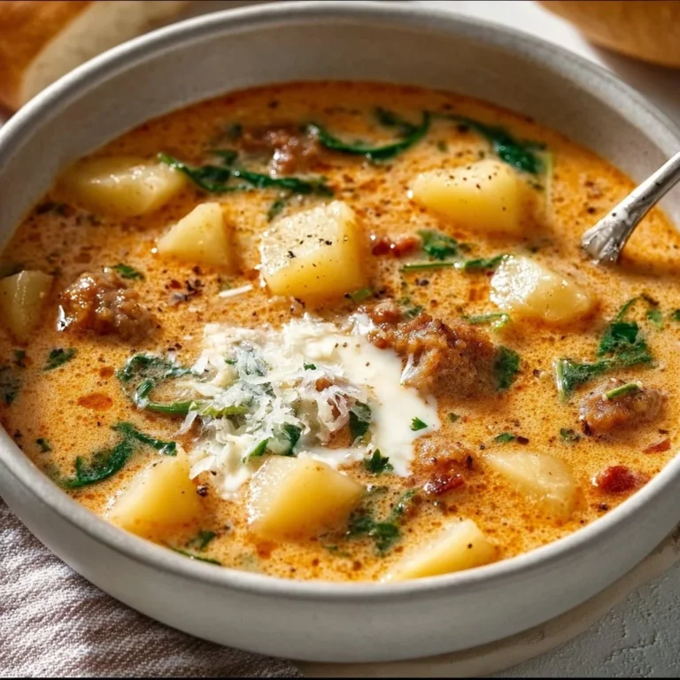 Bowl of creamy potato soup garnished with herbs and spices