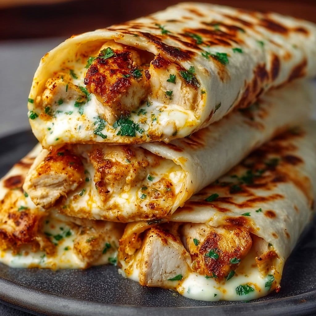 Cheesy Garlic Chicken Wraps