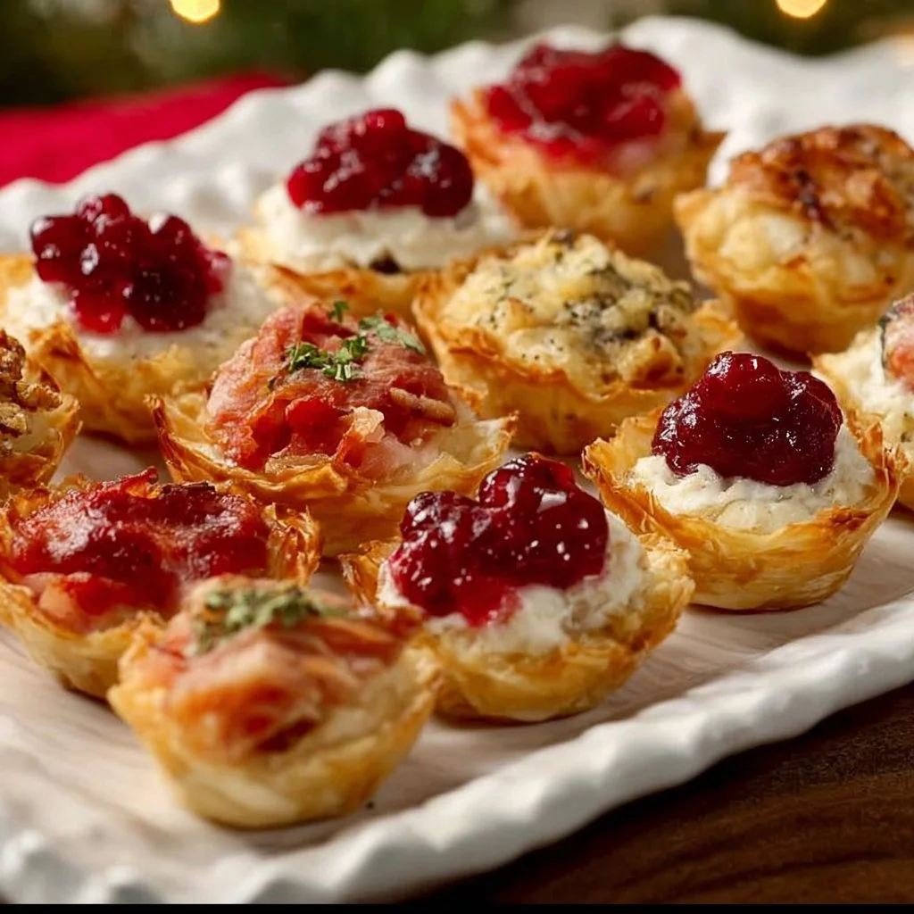 Platter of make-ahead Christmas appetizers for holiday gatherings