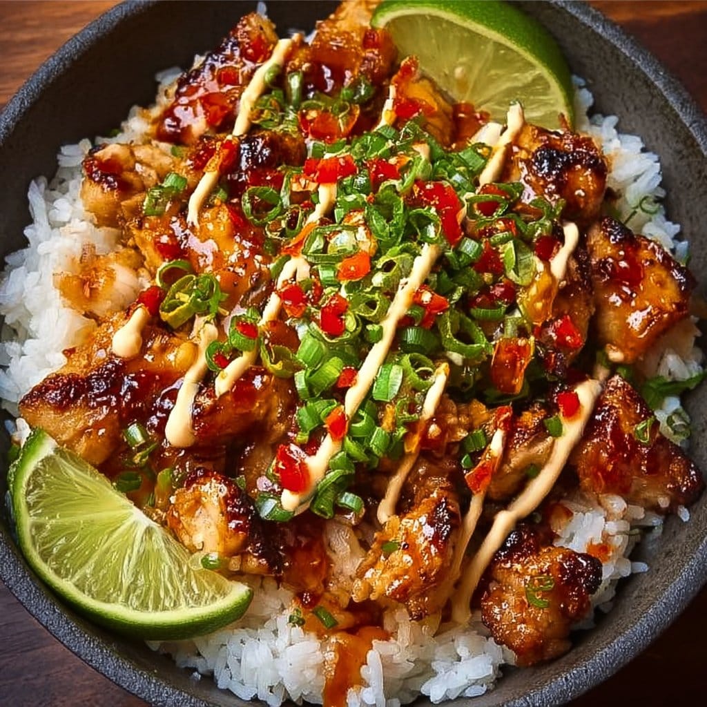 Sweet Chili Chicken Bowl with Coconut Lime Drizzle