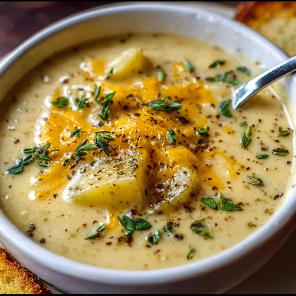 Hearty Cheddar Garlic Herb Potato Soup Recipe