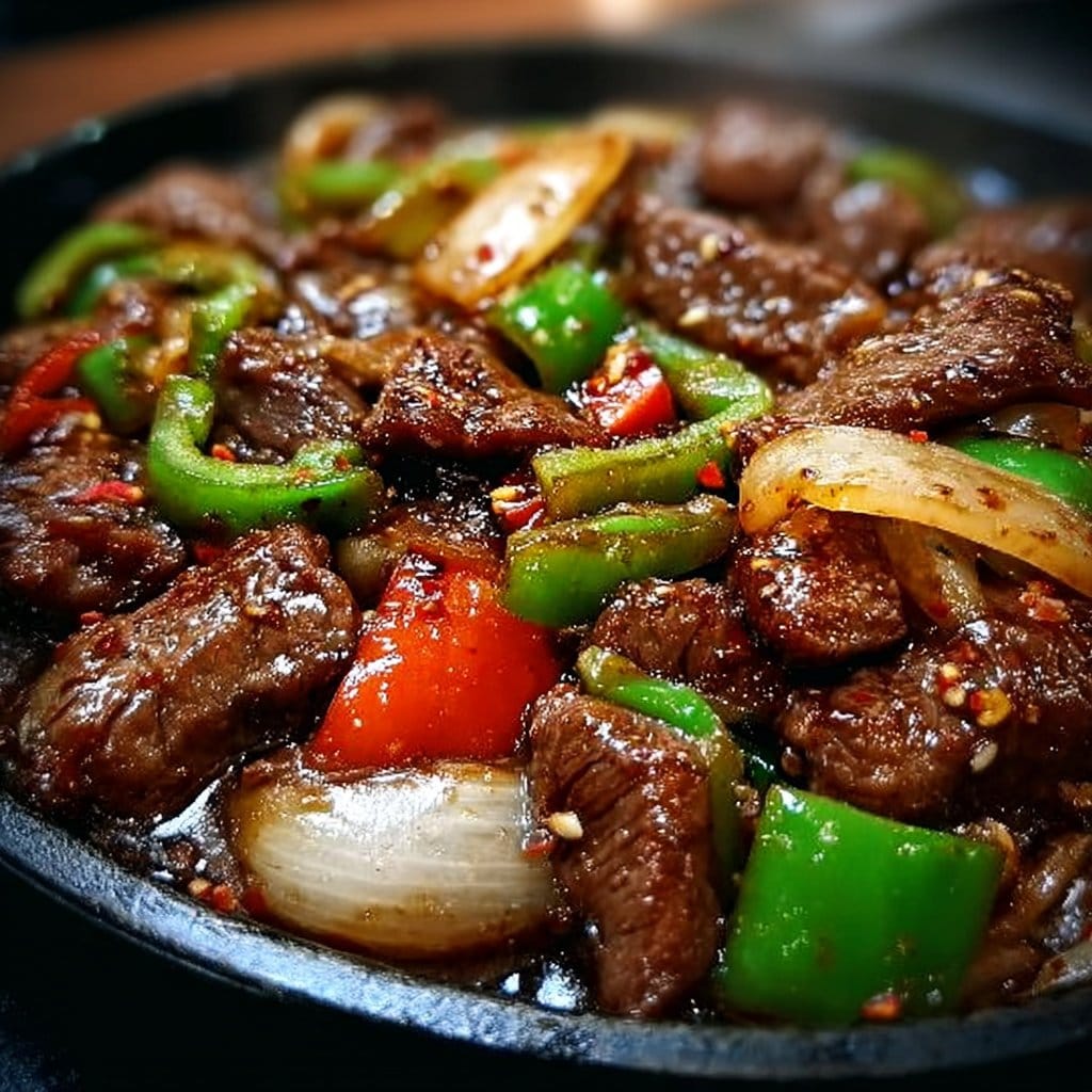 Sizzling Chinese Pepper Steak with Onions