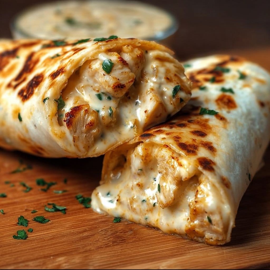 Cheesy Chicken Garlic Wraps