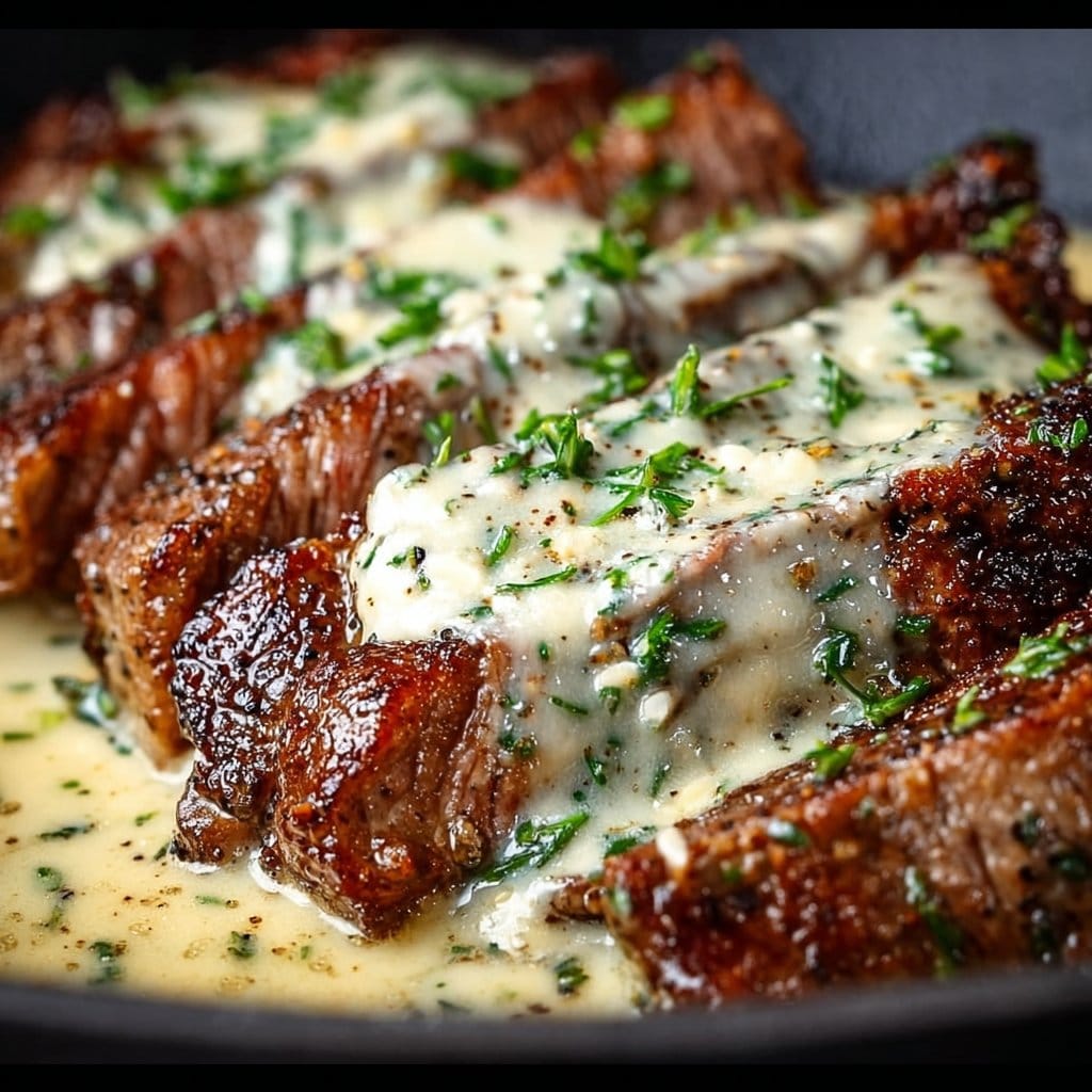 Garlic Butter Steak With Parmesan Cream Sauce