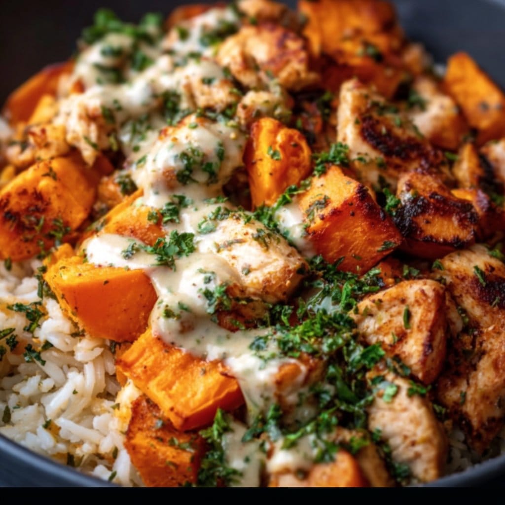 Healthy Chicken & Sweet Potato Rice Bowl