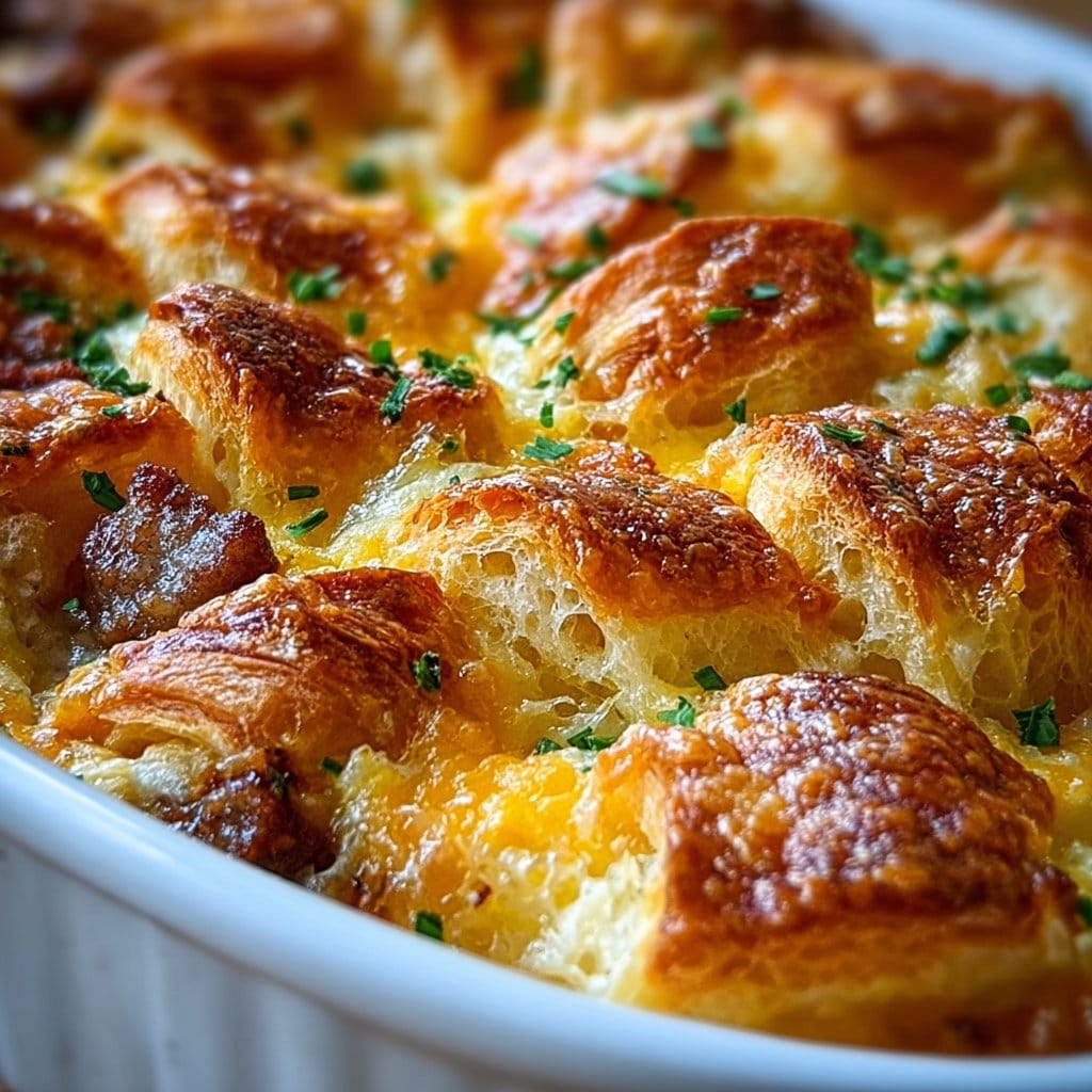 Overnight Croissant Breakfast Casserole
