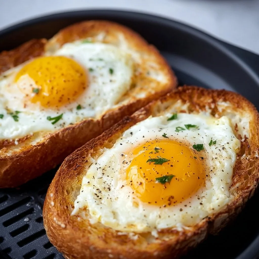 Delicious Air Fryer Egg and Cheese Toast served on a plate