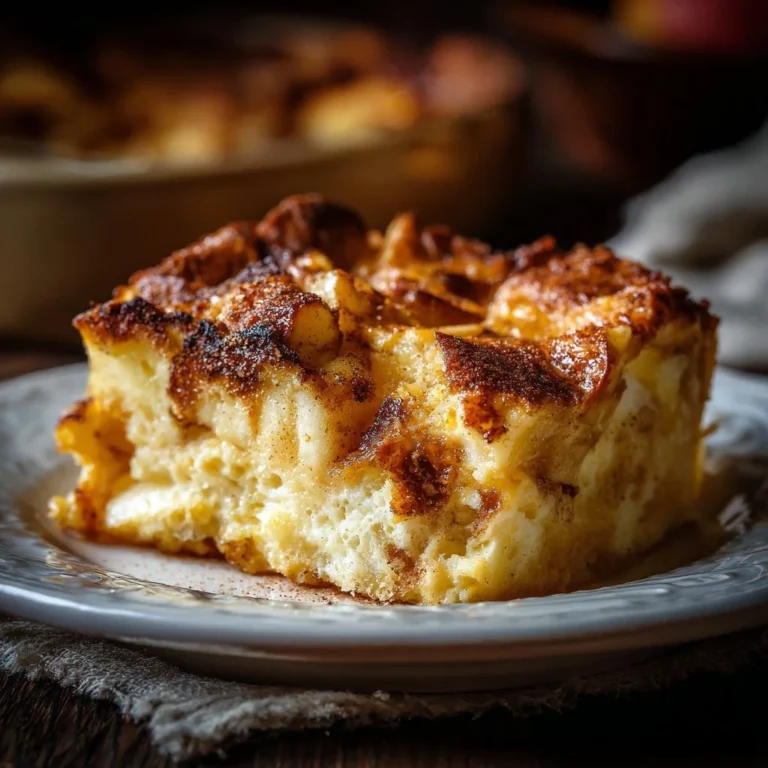 Delicious Apple Cinnamon Cottage Cheese Bake topped with apples and cinnamon.