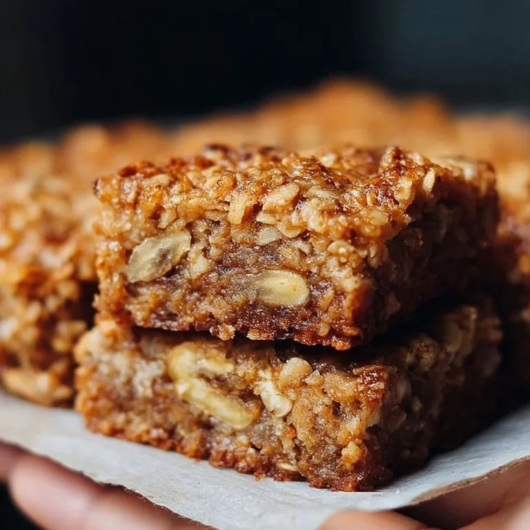 Freshly baked banana oatmeal bars made with ripe bananas and oats