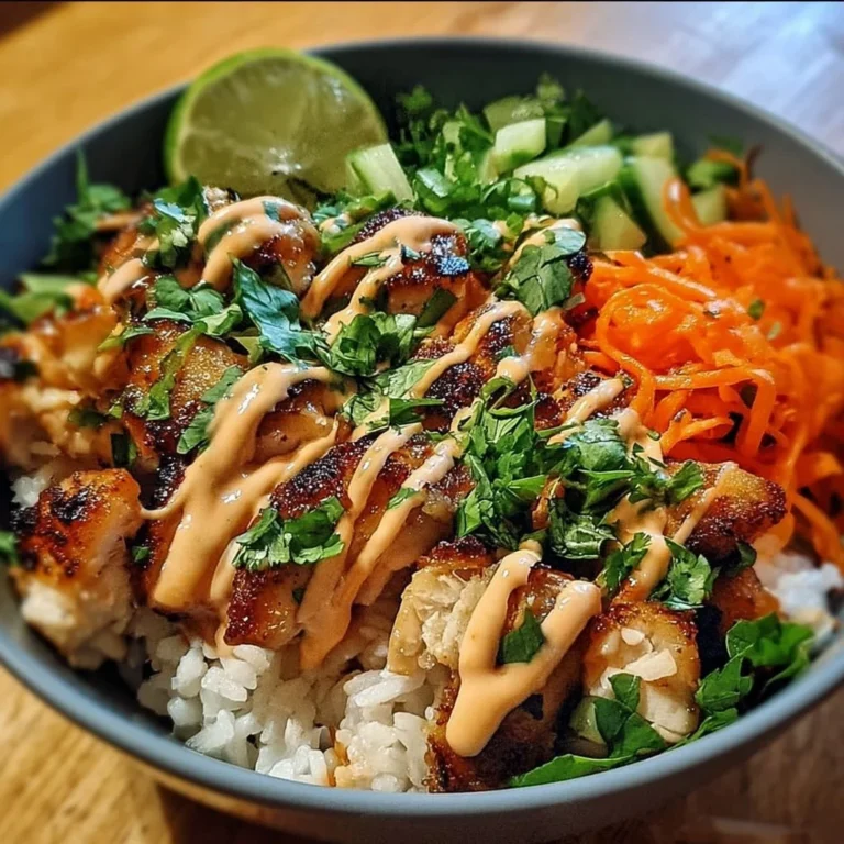 Delicious Bang Bang Chicken Bowl with vibrant ingredients and toppings