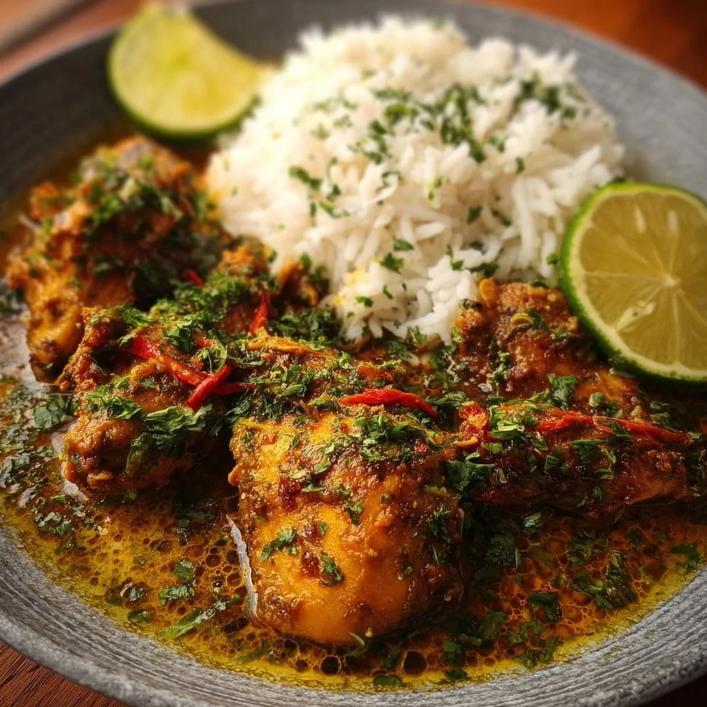 Delicious plate of Brazilian Coconut Chicken with tropical flavors