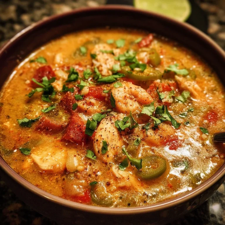 Bowl of delicious Cajun White Chicken Chili topped with fresh cilantro