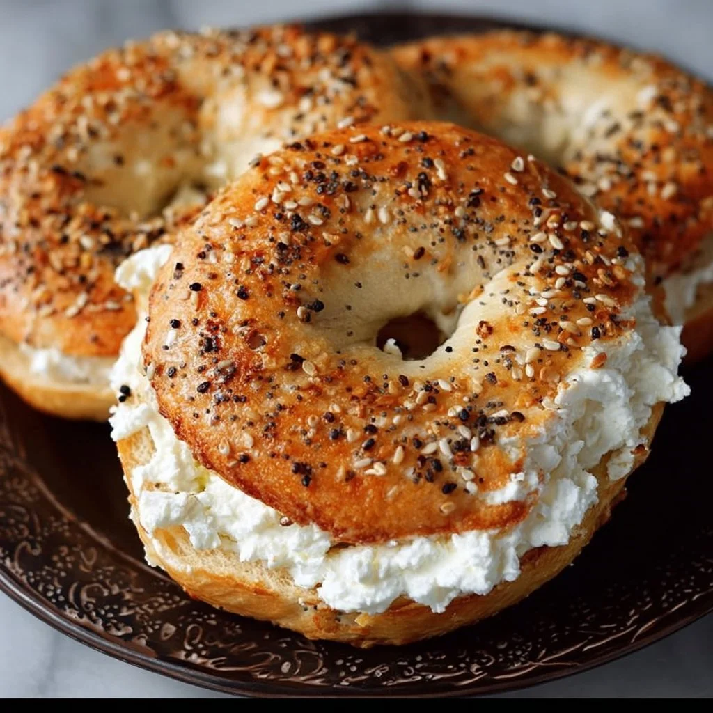 Freshly baked cottage cheese protein bagels ready to be enjoyed for breakfast