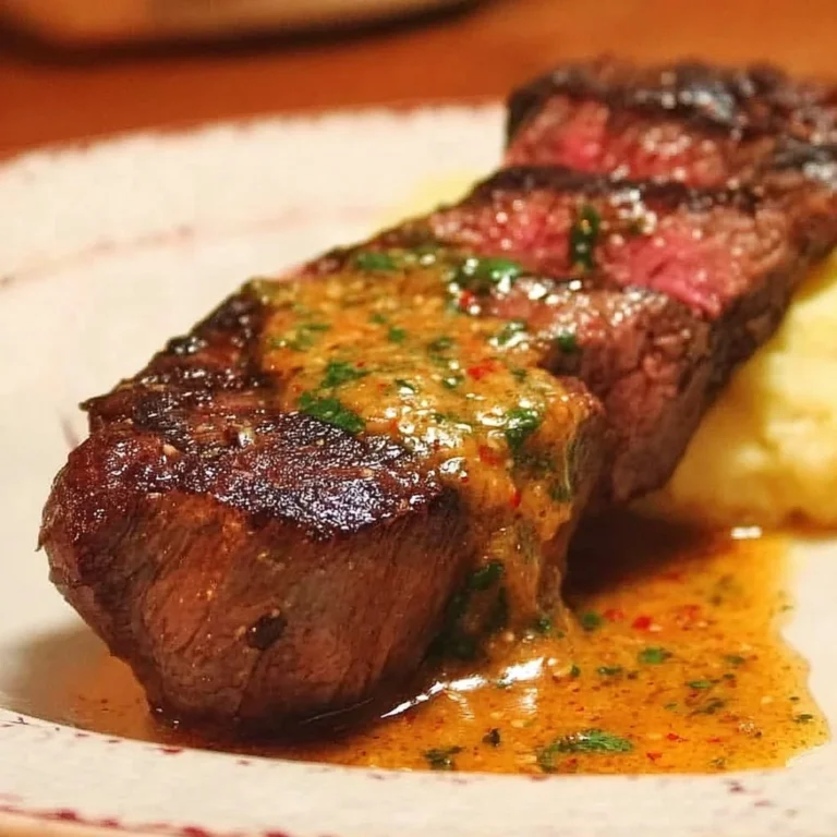 Juicy Cowboy Butter Steak topped with rich garlic herb butter.