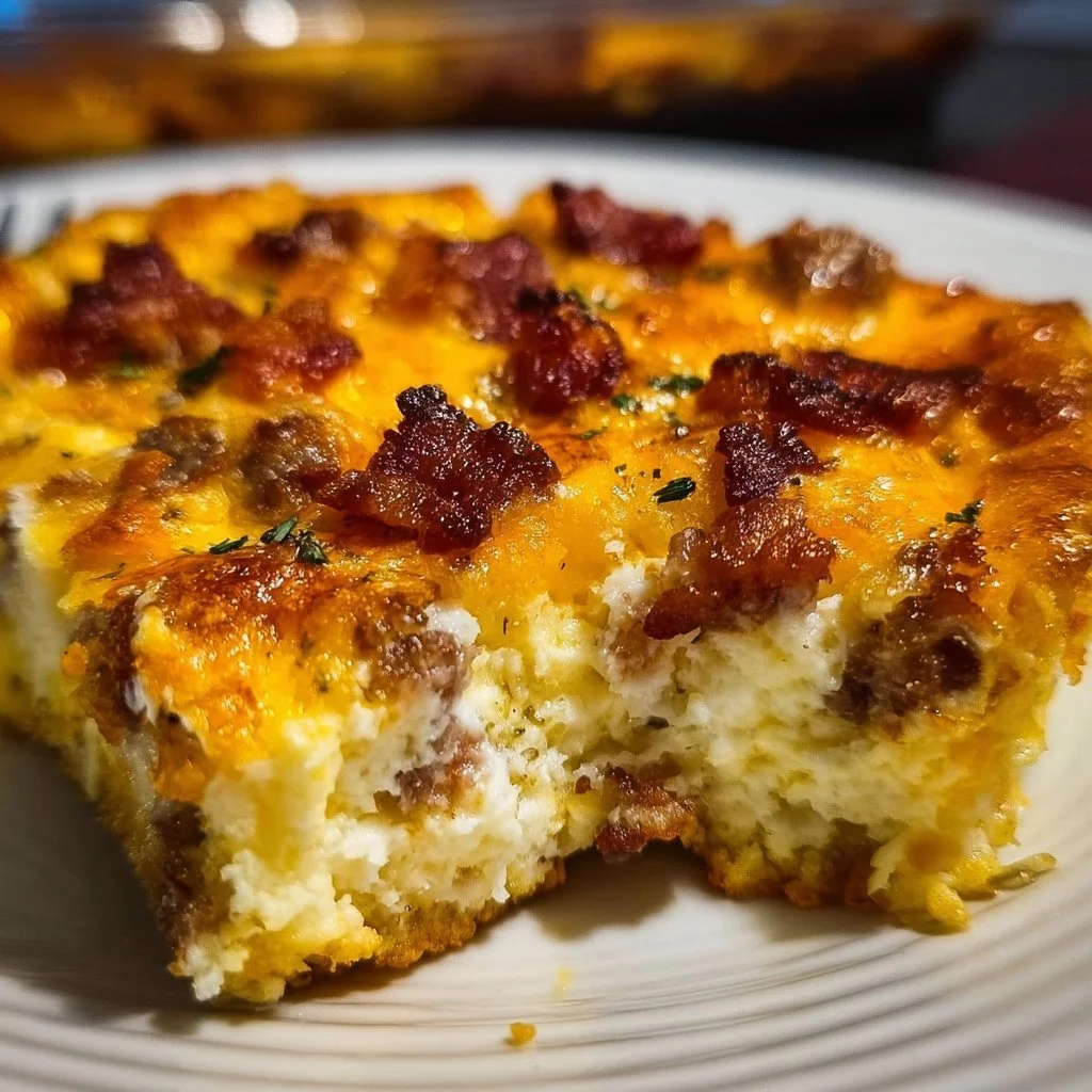 Delicious Crack Breakfast Casserole served in a dish with toppings.