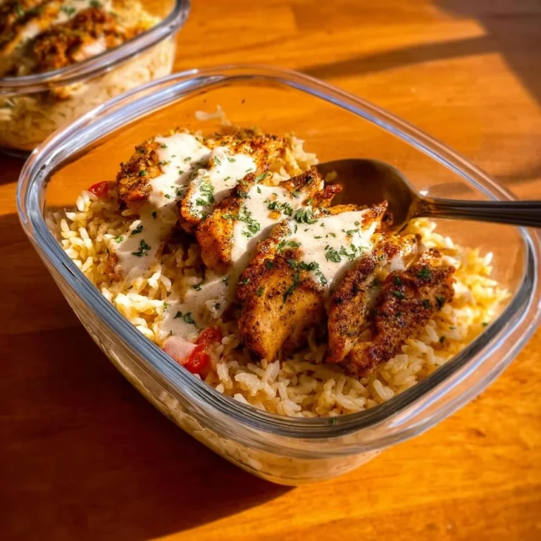 Creamy Cajun Chicken and Rice Bowl garnished with fresh herbs