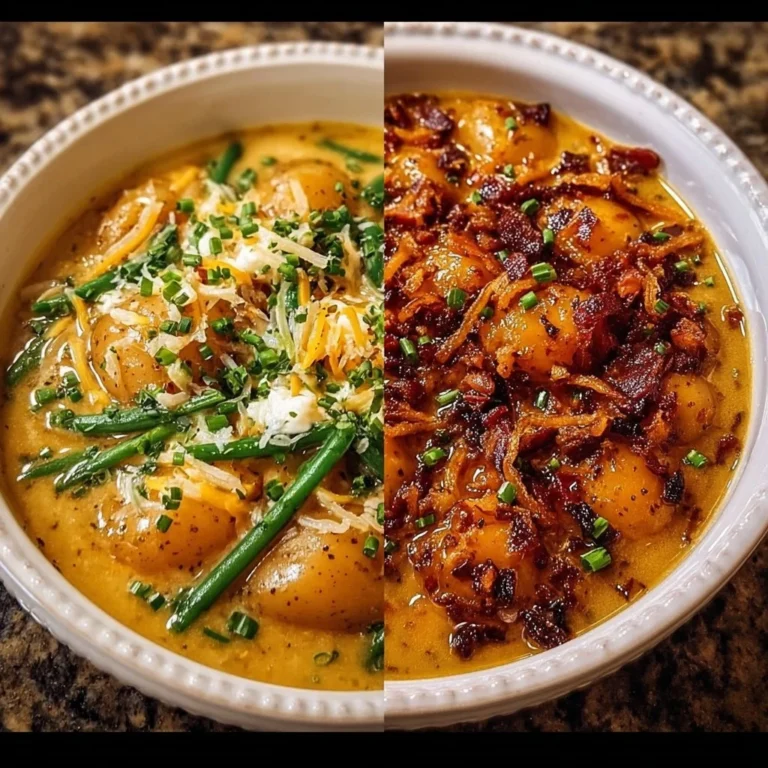 Bowl of Crock Pot Loaded Potato Soup topped with bacon and green onions