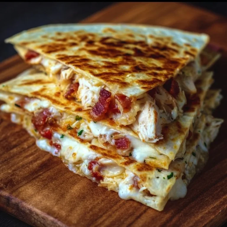 Delicious easy chicken bacon ranch quesadilla on a plate