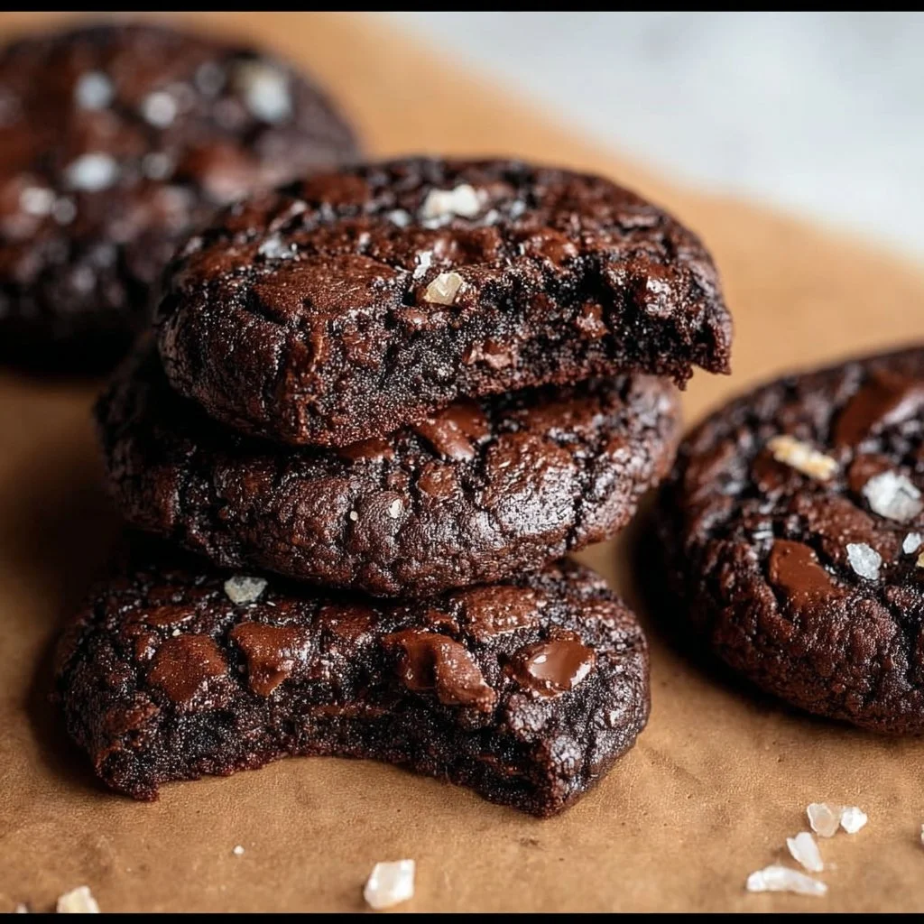 Gourmet brownie cookies on a plate, showcasing their rich chocolate texture and flavor.