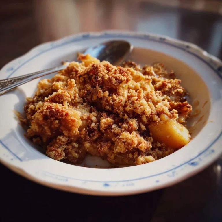 Healthy breakfast apple crumble topped with oats and fresh apples