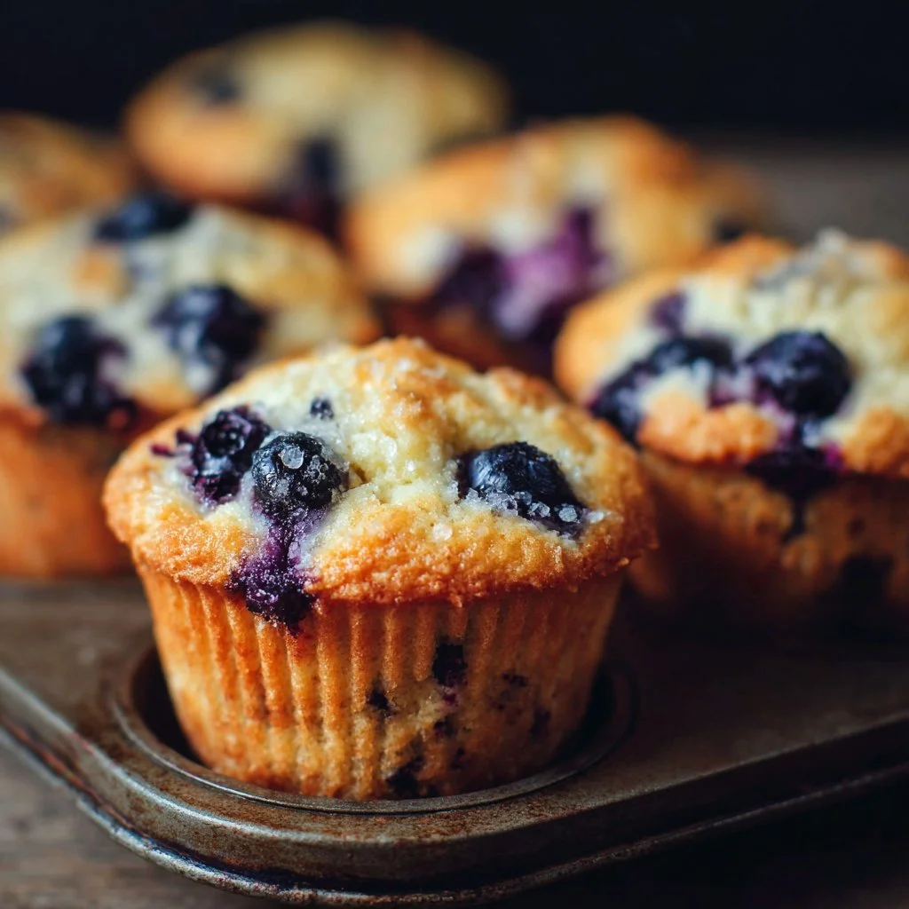 High protein cottage cheese blueberry muffins fresh out of the oven.