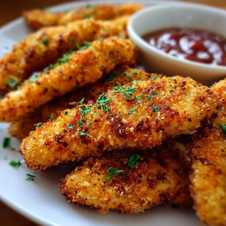 Plate of homemade baked chicken tenders with herbs and spices
