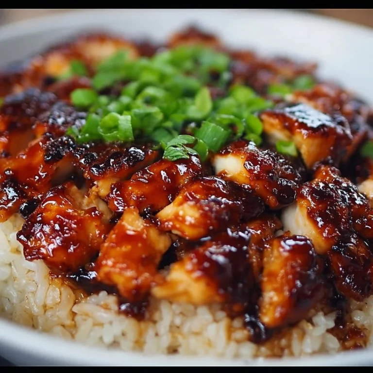 Delicious Honey BBQ Chicken served over rice with colorful vegetables.
