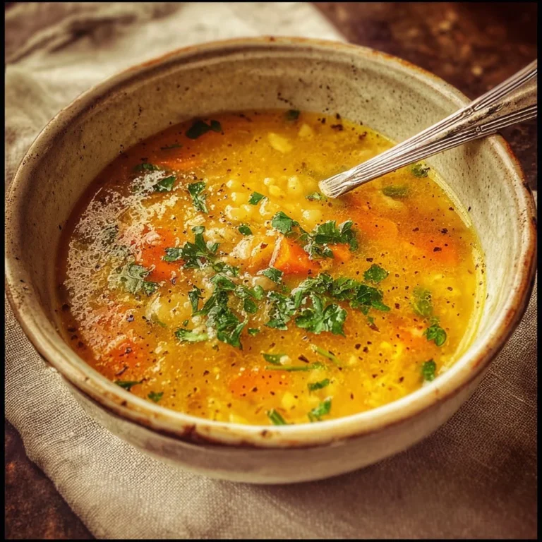 Bowl of Italian Penicillin Soup garnished with herbs and spices