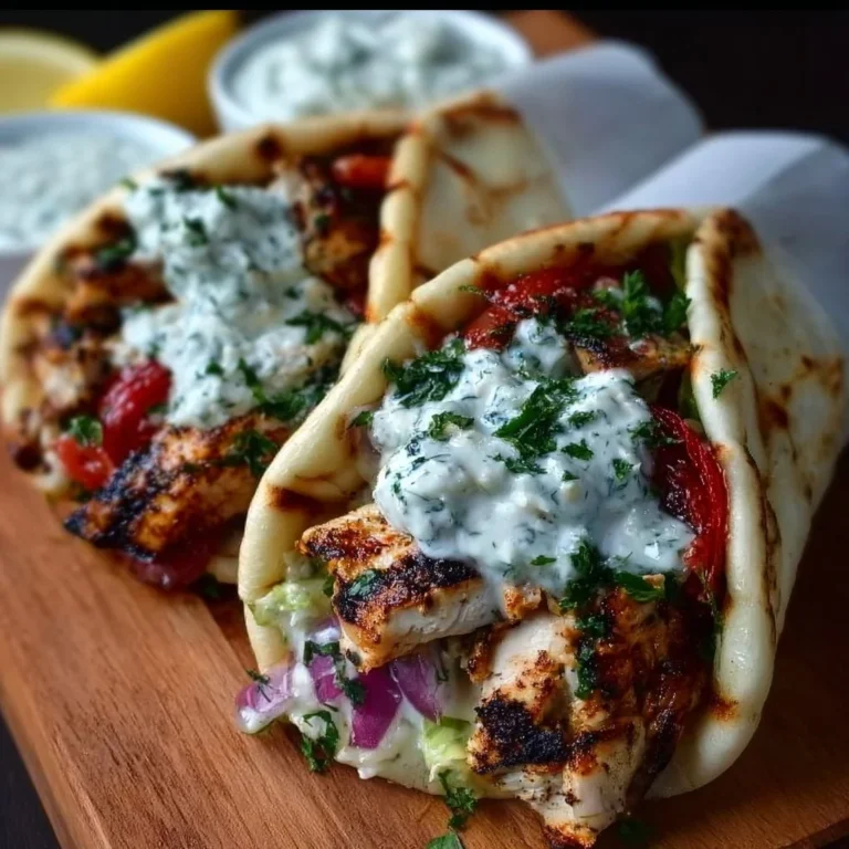 Mediterranean Chicken Gyros with creamy feta tzatziki sauce