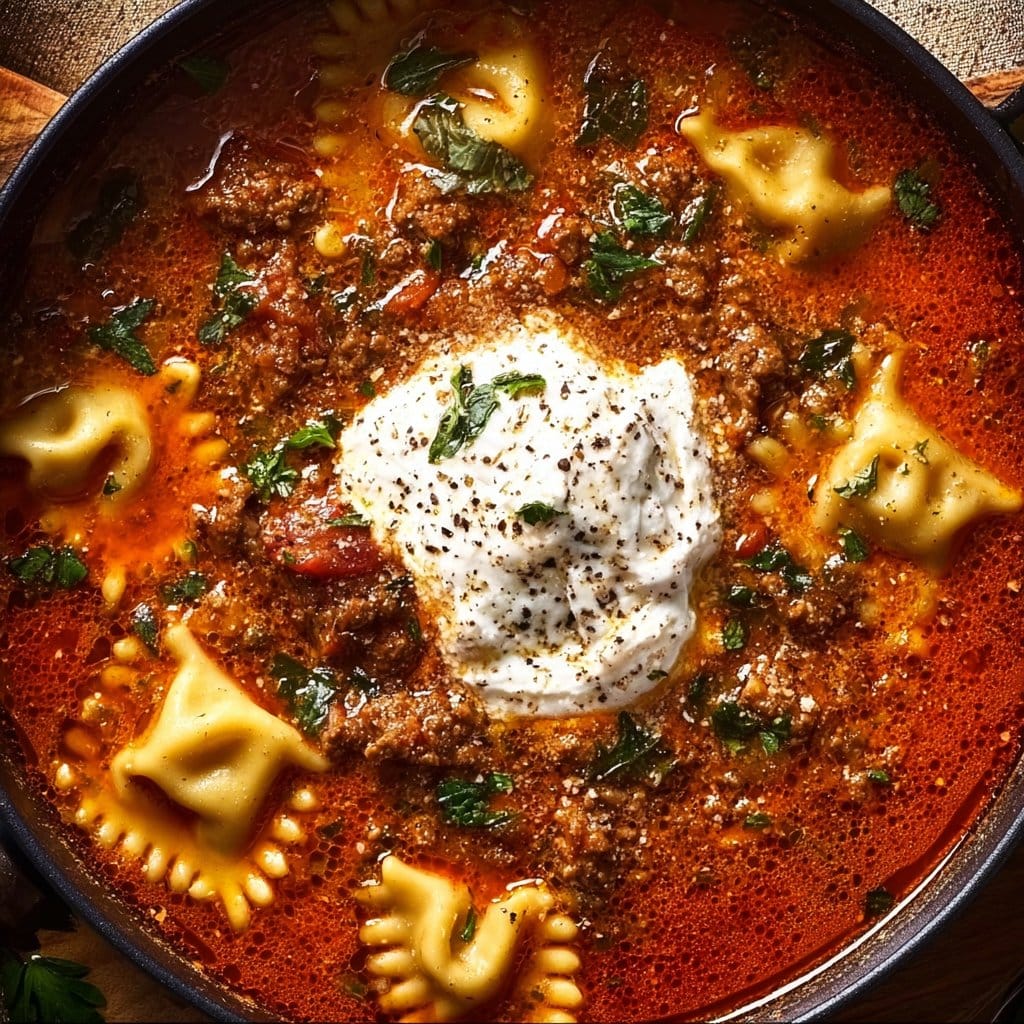 Mouthwatering One Pot Lasagna Soup