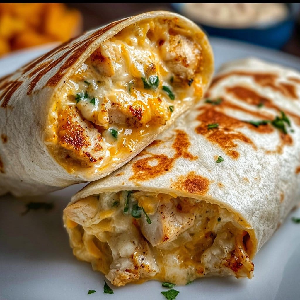 Cheesy Garlic Chicken Wraps