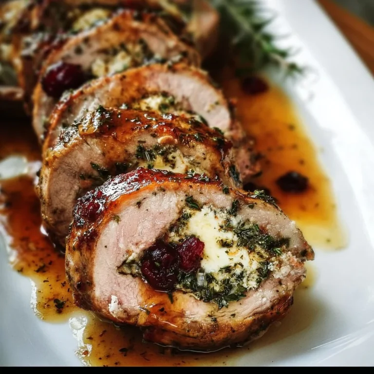 Deliciously prepared Stuffed Pork Tenderloin with herbs and vegetables
