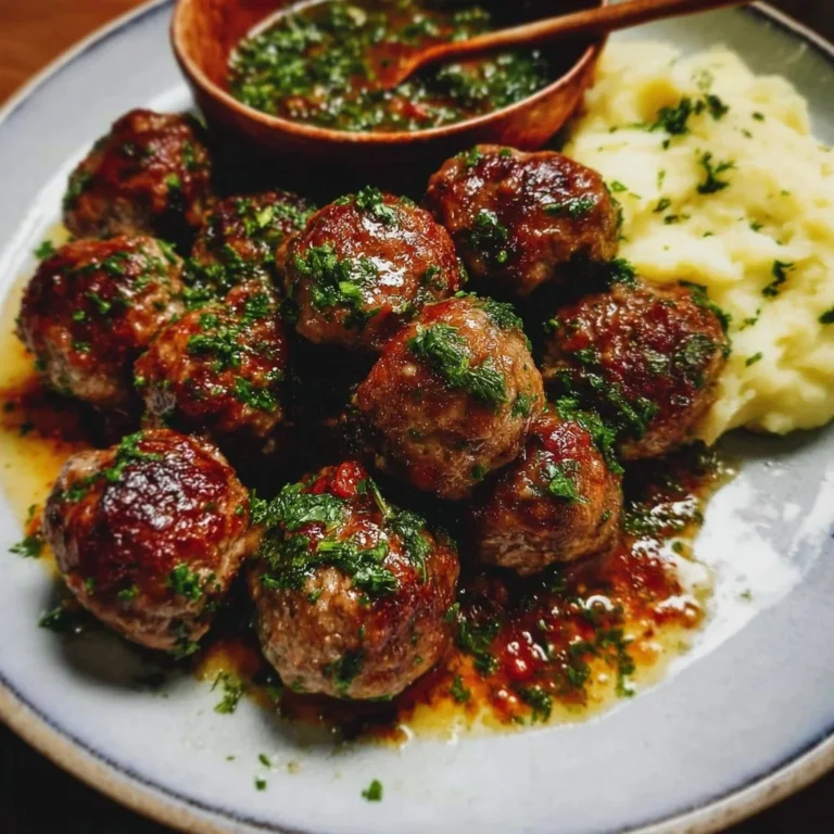 Plate of Swedish and Italian meatballs served with sauce and herbs