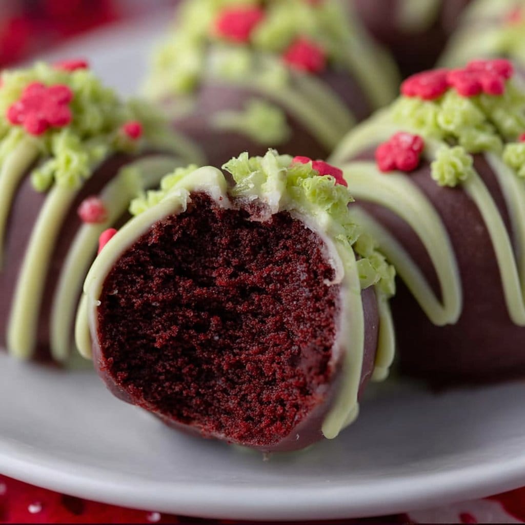 Grinch Oreo Balls with Red Velvet Oreos