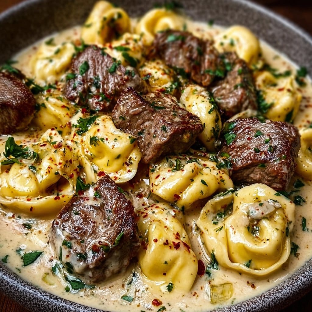 Cracked Garlic Steak Tortellini in Creamhouse Sauce Bliss