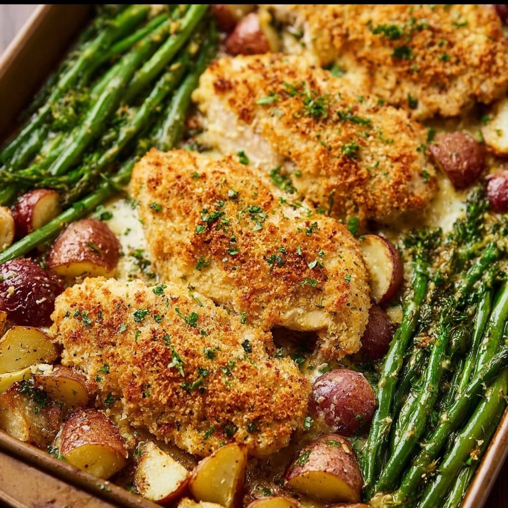 Parmesan Crusted Chicken Sheet Pan Dinner