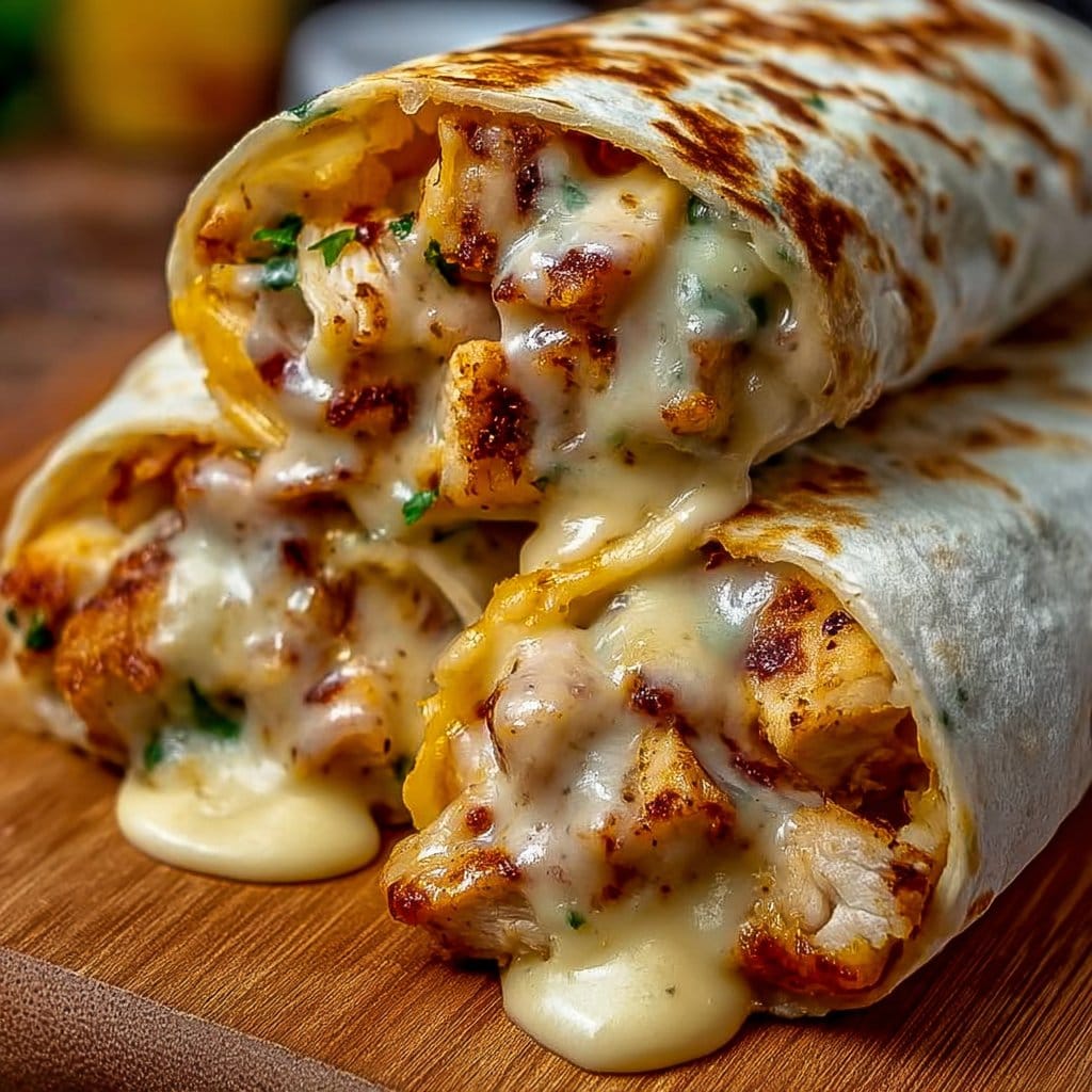 Cheesy Garlic Chicken Wraps