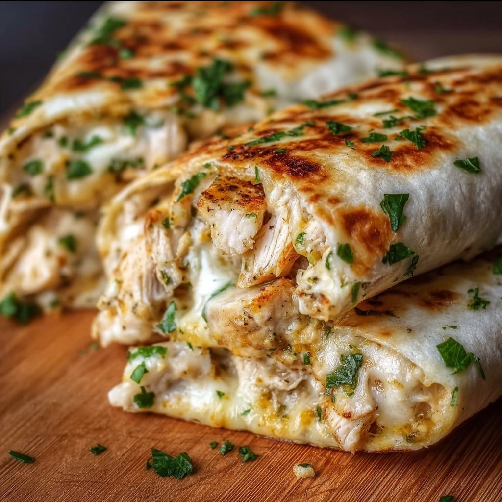 Cheesy Garlic Chicken Wraps