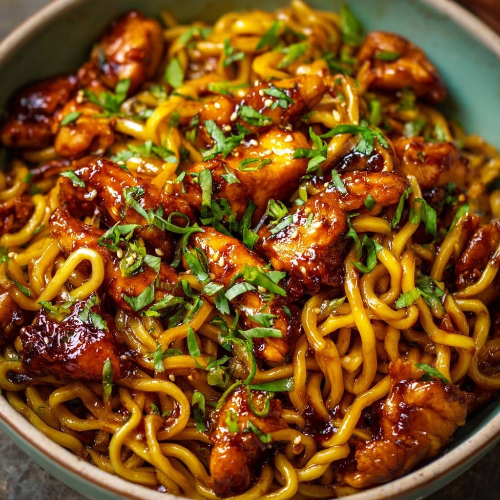 Sticky Garlic Chicken Noodles