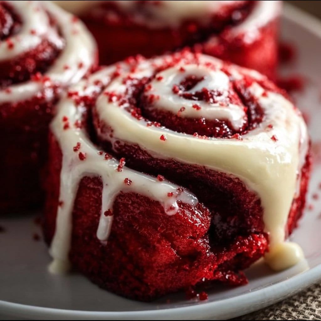Heavenly Red Velvet Cinnamon Rolls
