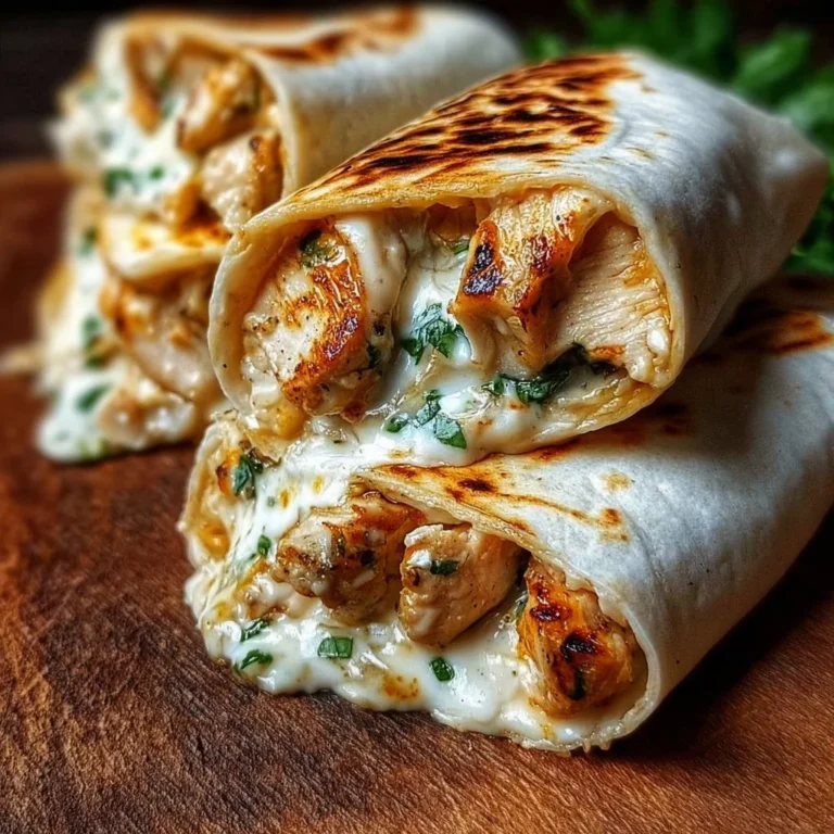 Cheesy chicken garlic wraps served on a plate