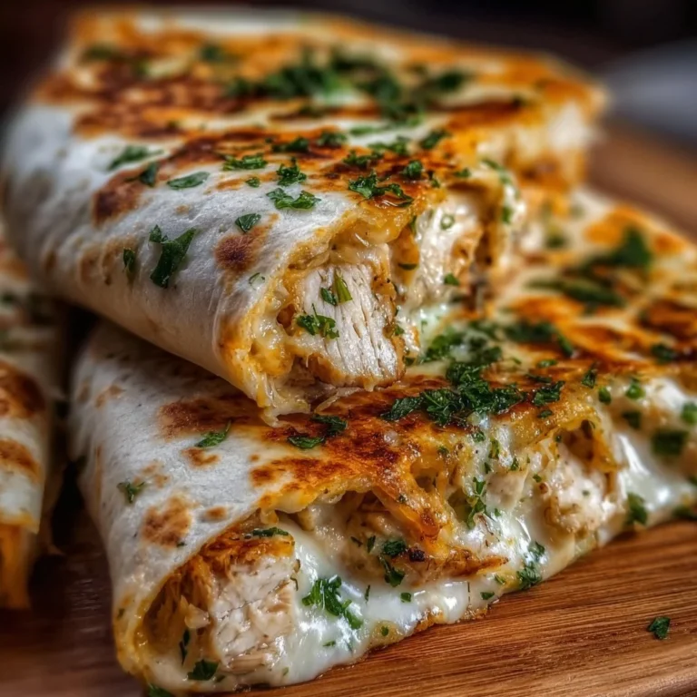 Cheesy garlic chicken wraps filled with melted cheese and garlic flavor