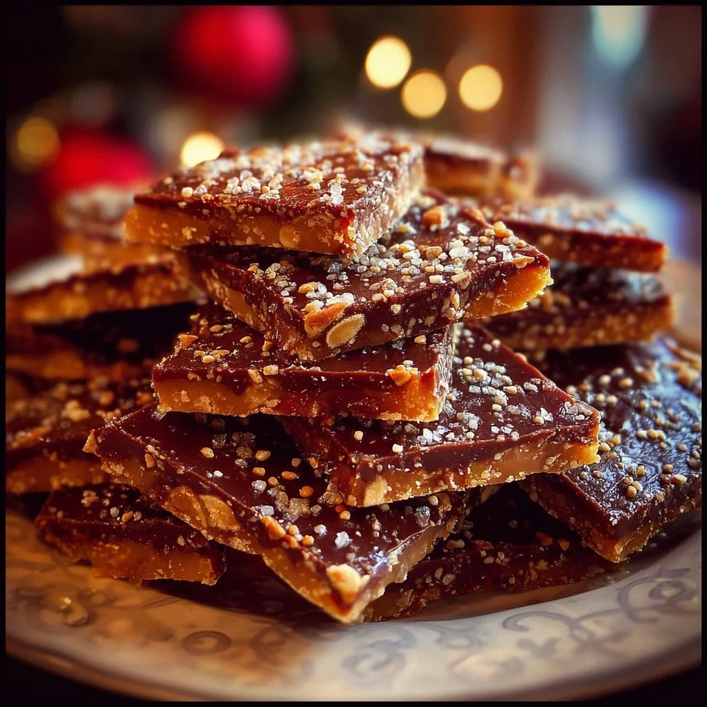 Delicious Christmas Crack treat served on a festive holiday platter